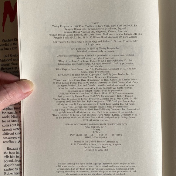 FIRST EDITION Stephen King's Misery Published in 1987 - Picture 3 of 9